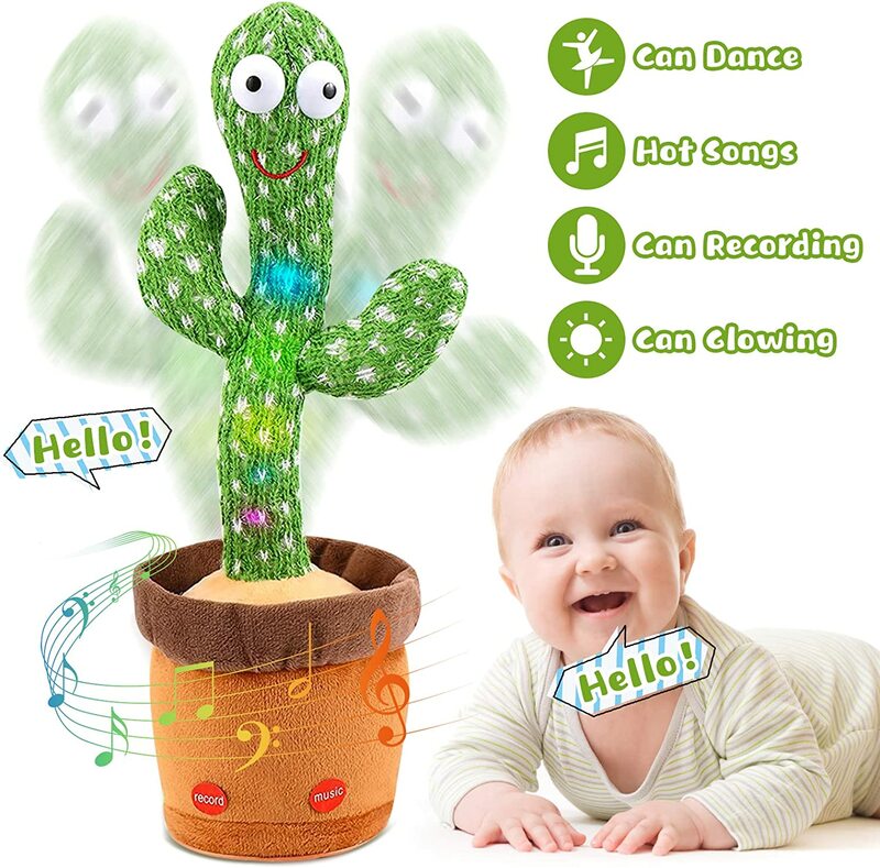 Dekorasi Natal 2023 Menari Kaktus Elektron Mainan Mewah Lembut Boneka Mewah Bayi Kaktus Dapat Menyanyi Hadiah Ulang Tahun Tari