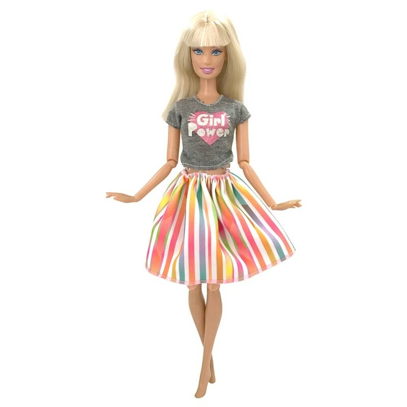 NK Resmi Diskon Besar 1 Buah Boneka Pelangi Gaun Mode Pakaian untuk Boneka Barbie Rok Bayi Perempuan Hadiah Ulang Tahun untuk Anak-anak 1/6 Boneka