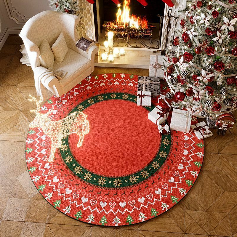 Alfombra de Navidad de lujo para sala de estar, tapete redondo, alfombras de dormitorio nórdico, regalos de Navidad, decoración del hogar, estera de sofá