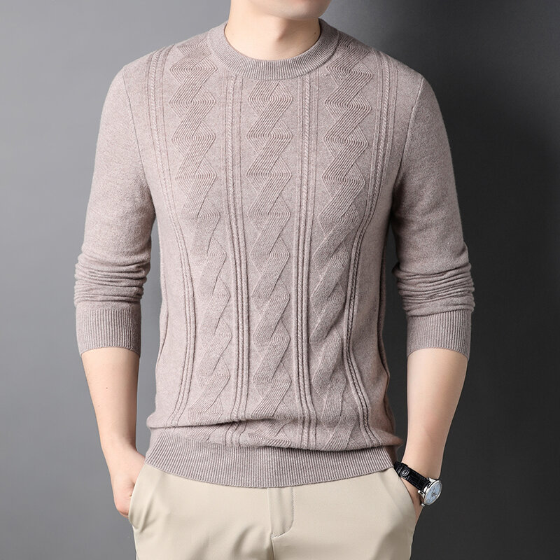 Maglione da uomo in cashmere 100% pura lana di cashmere abiti invernali caldi di fascia alta in cashmere girocollo giovane e di mezza età.