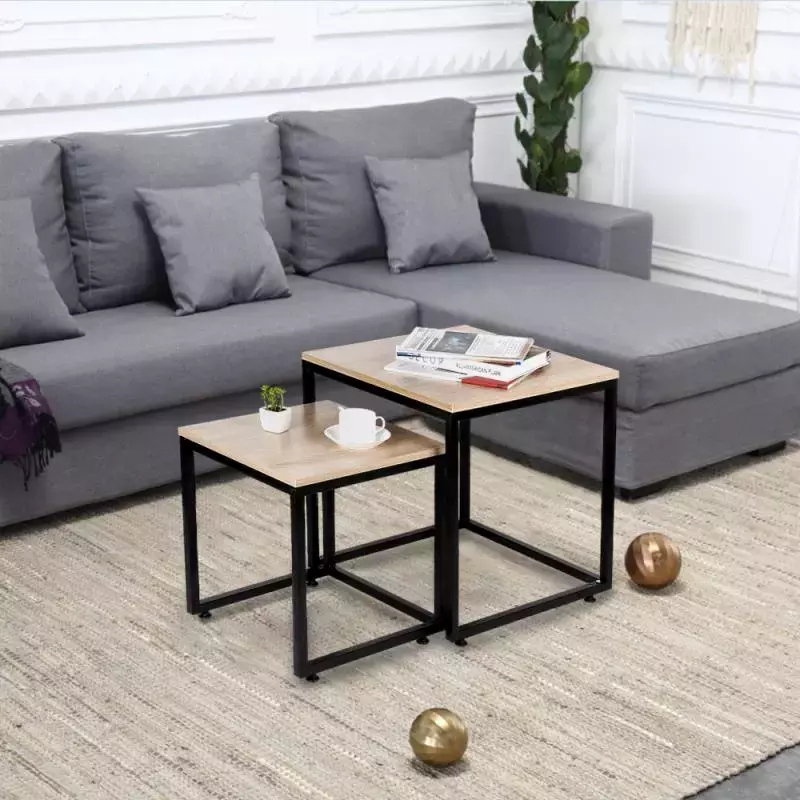 Meja Persegi Kayu Meja Kopi Nordik Modern Meja Samping Sofa Dapat Dilepas Furnitur Ruang Tamu Meja Kopi Kecil Besar HWC