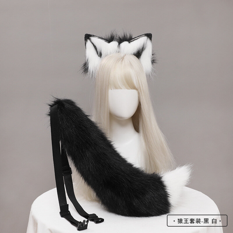 Accessori Lolita fatti a mano anime dress up wolf king Fenrir accessori cosplay, orecchie di animali e abiti da coda fursuit