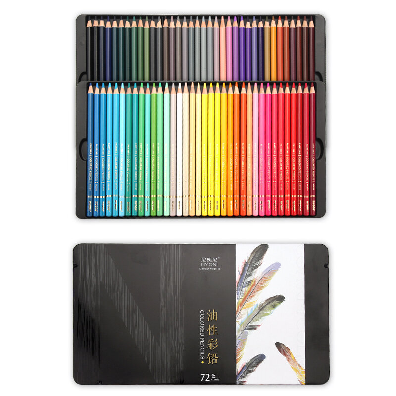 Nyoni 24/36/48/72/120 cores lápis cor oleosa esboçar lápis coloridos conjunto caixa de ferro para o artista desenho escola arte suprimentos