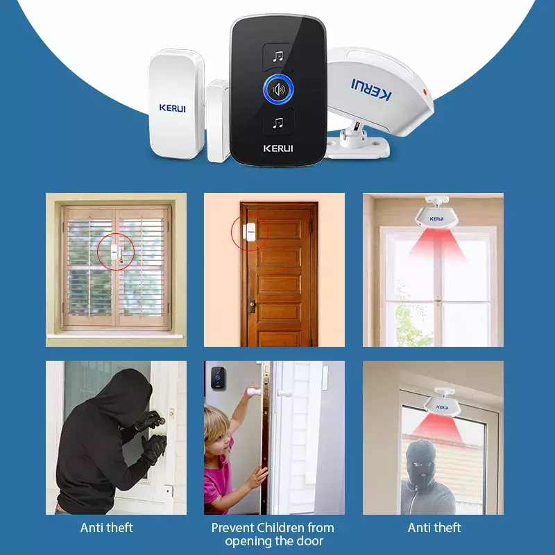KERUI M525 Wireless Doorbell Waterproof Touch Button Home Security Welcome Smart Chimes Door bell Alarm LED light 32 Songs