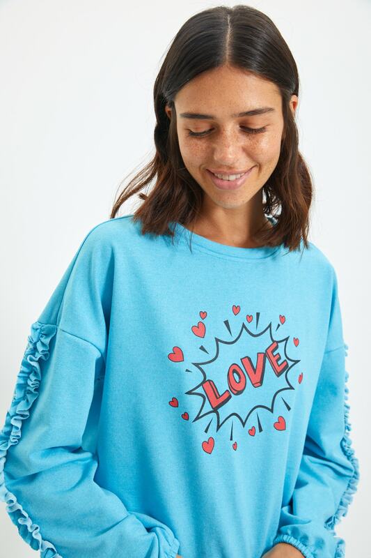 Trendyol – pyjama tricoté imprimé à volants, ensemble pour femmes