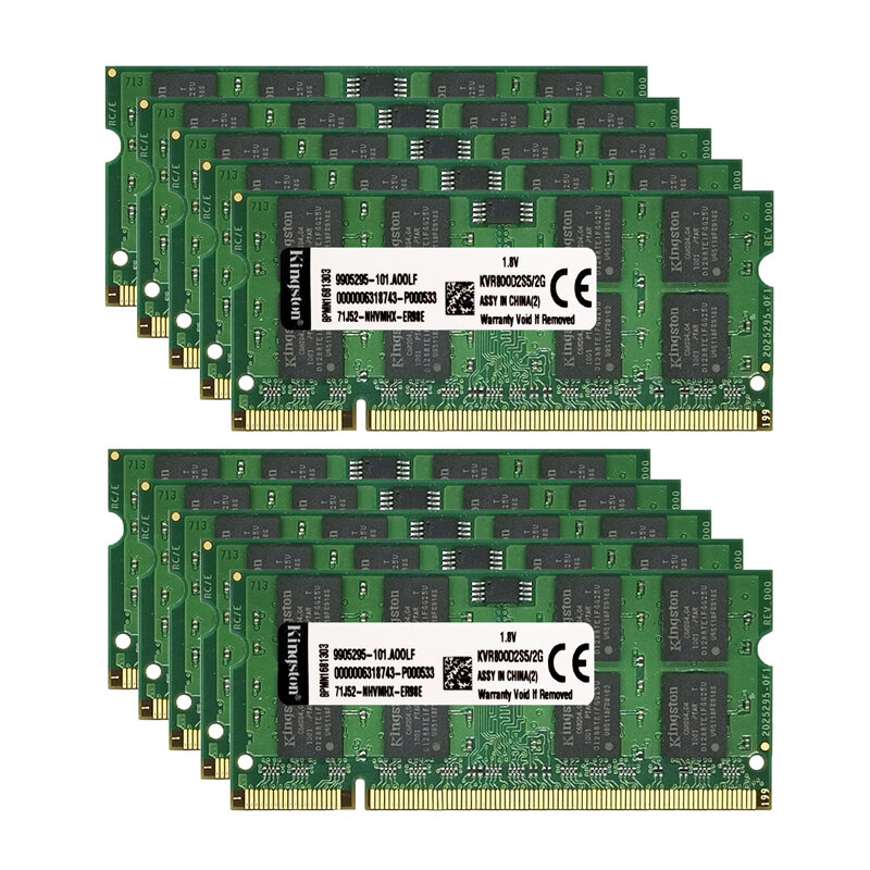 10PCS DDR2 2GB PC2 667 800Mhz 6400 Laptop Memória RAM Notebook 1.8V 200PIN DDR2 2GB DDR2 RAM