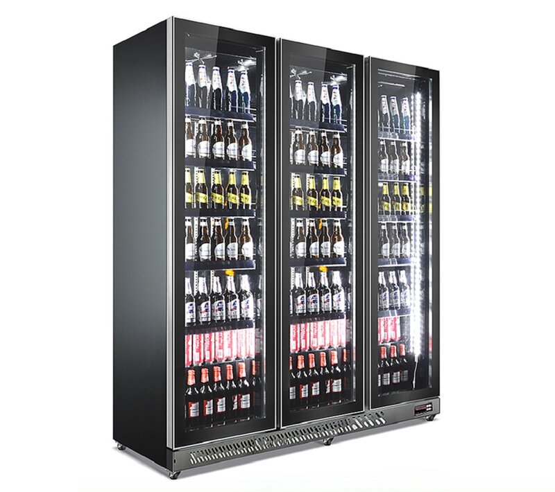 commercial 4 door display fridge glass side-by-side refrigerators for drink cake chocolate
