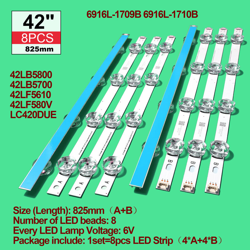 8 Buah Strip LED untuk LIG 42 ''TV 42LF5600 42LB5800-ZM 42LB572V 42LB570V 42LB570U 42LB5700 42LF5800 42LB6500-UM 42LF560V 42LX530S