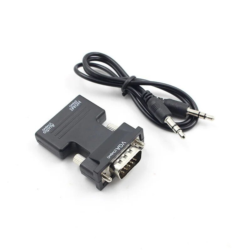 HDMI Female to VGA Male 변환기 (오디오 어댑터 포함) 1080P 신호 출력 지원