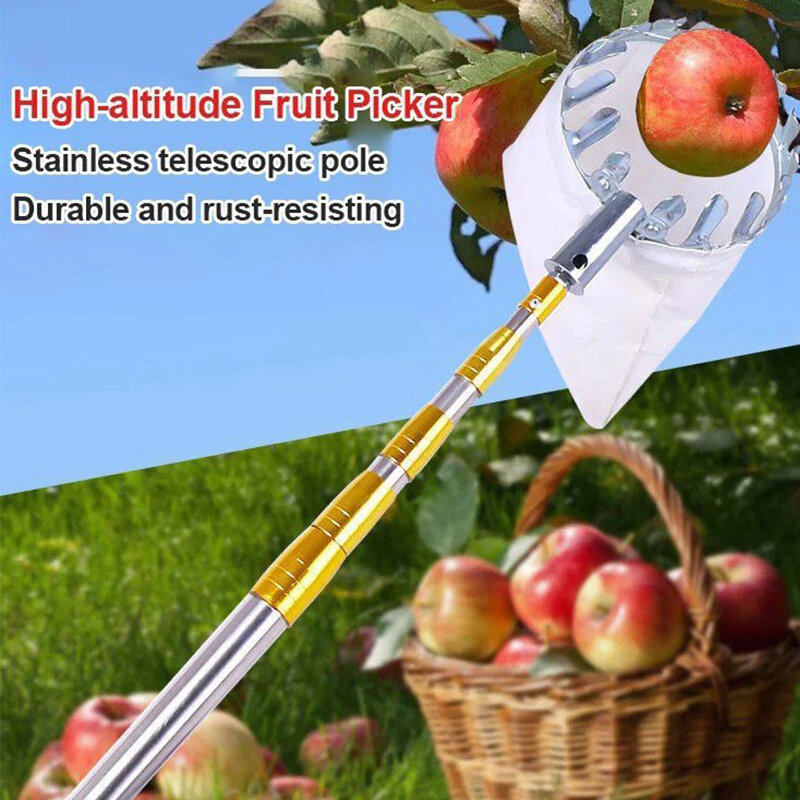 Multifunctional Metal Fruit Picker Telescopic Fruit Picker Orchard Gardening Apple Peach High Tree Picking Tools Fruit Catcher C