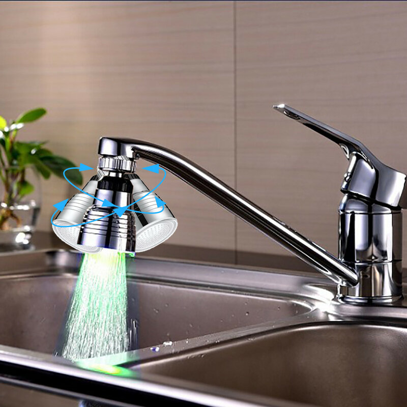 LED rubinetto dell'acqua Stream Light cucina bagno doccia rubinetto rubinetto testa dell'ugello 3 cambia colore sensore di temperatura rubinetto della luce led