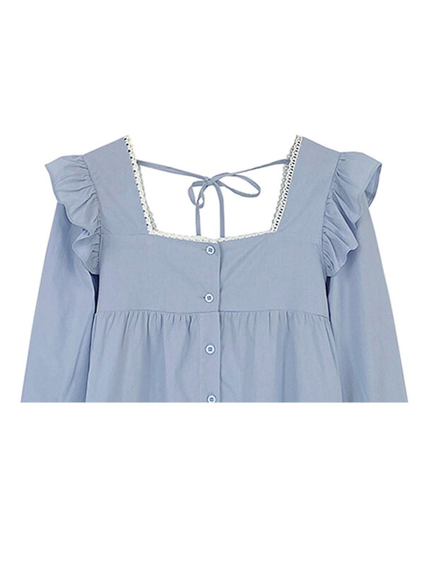 2021 outono feminino blusa estilo francês babados borda doce sal vento suave manga longa casual temperamento camisa topos
