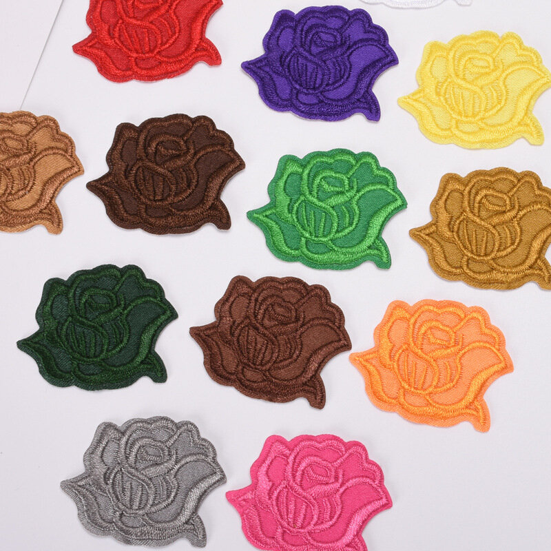 33 colors roses series logo Patches for iron Clothing Jackets DIY Sew on Ironing Embroidery Patch hat T-Shirt badges