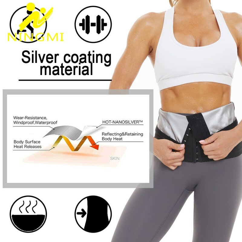 NINGMI Hot Sweat Sauna Body Shaper Corset Waist Trainer Belt Women Slimming Fitness Belly Wrap Strap Girdle Shapers Fat Burner