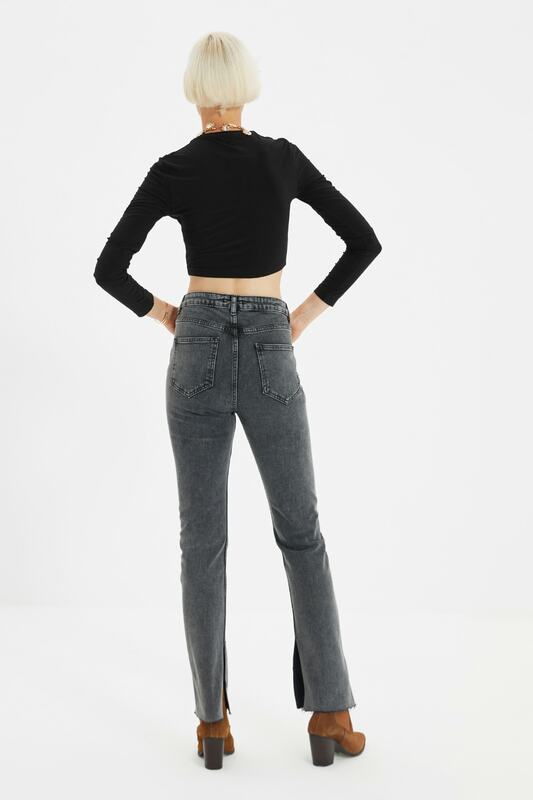 Trendyol fenda cintura alta magro flare jeans twoaw22je0382