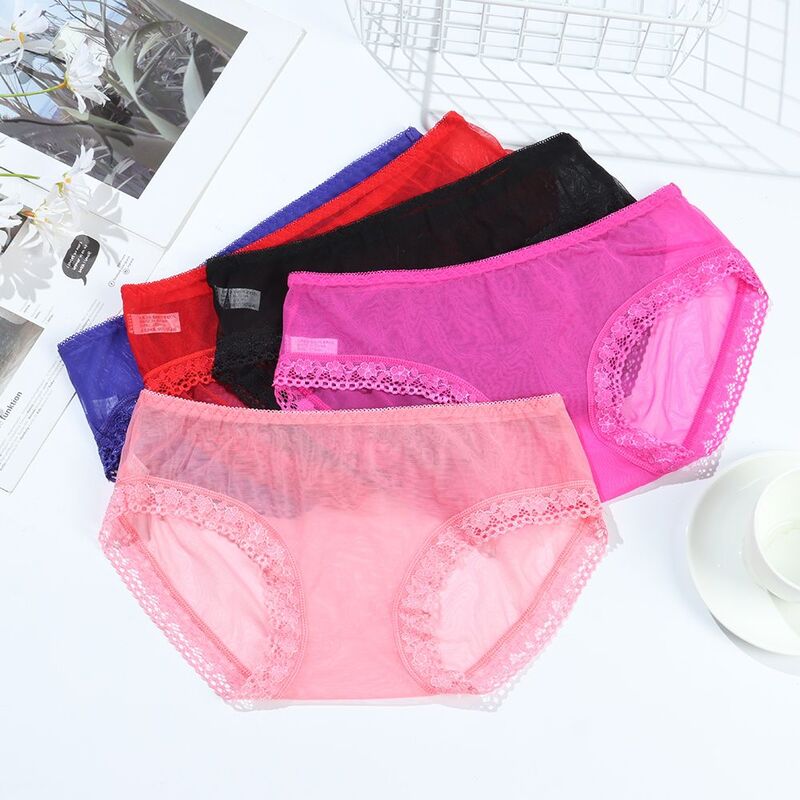 Brief Thin Lace Sexy Lingerie Mesh Panties Thongs Women Underwear Open Crotch Thongs Knickers