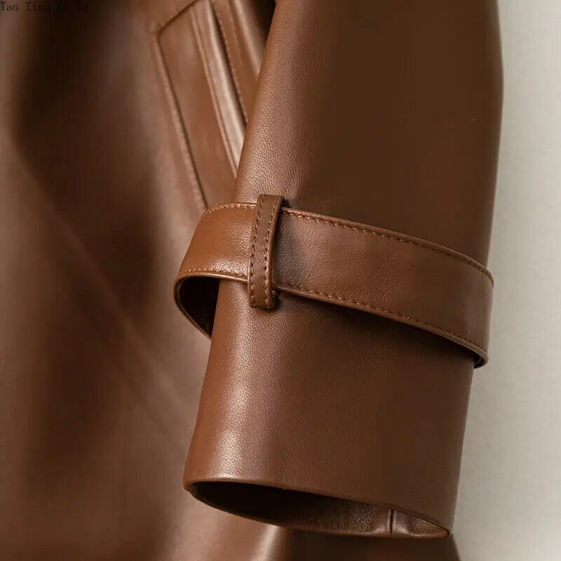 2023 New Spring Women 100% Genuine Sheepskin Leather Coat Casual Real Sheep Leather Windbreaker H2