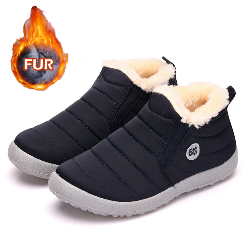 Ботинки мужские зимние плюшевые, Уличная обувь для пеших прогулок, водонепроницаемая Удобная Рабочая обувь
