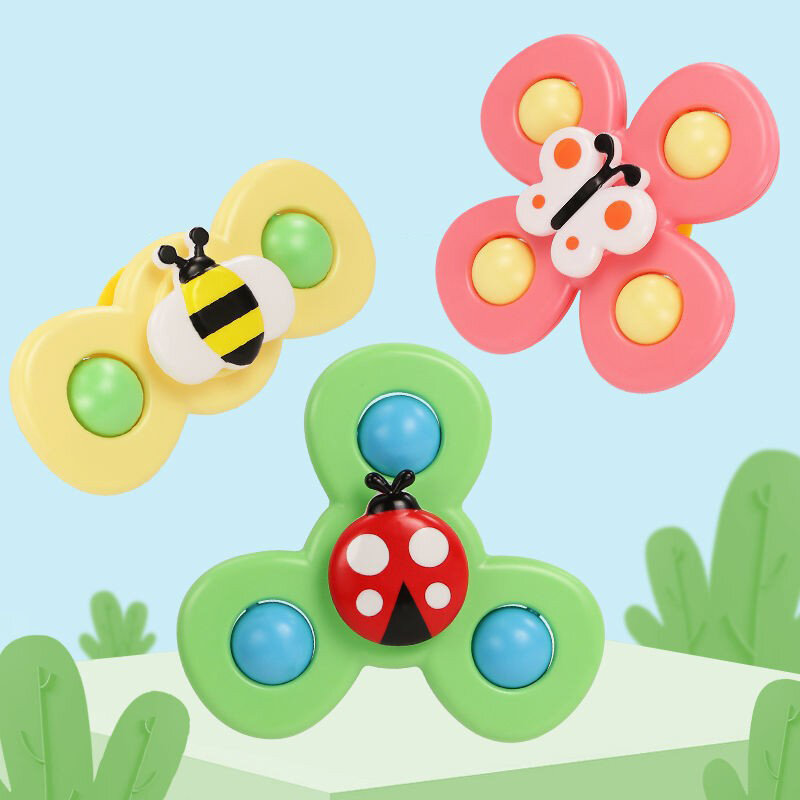 Baby Cartoon Fidget Spinner Toys insetto giroscopio giocattolo educativo divertente Baby Bath Toys bambini Fingertip sonaglio giocattoli da bagno Boy Girl Gifts