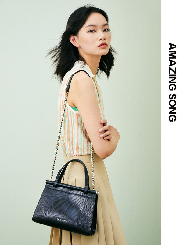 Incroyable Song Sugar Cube – sac à main en cuir véritable pour femme, sacoche de taille moyenne, Design Simple OL, sac à bandoulière