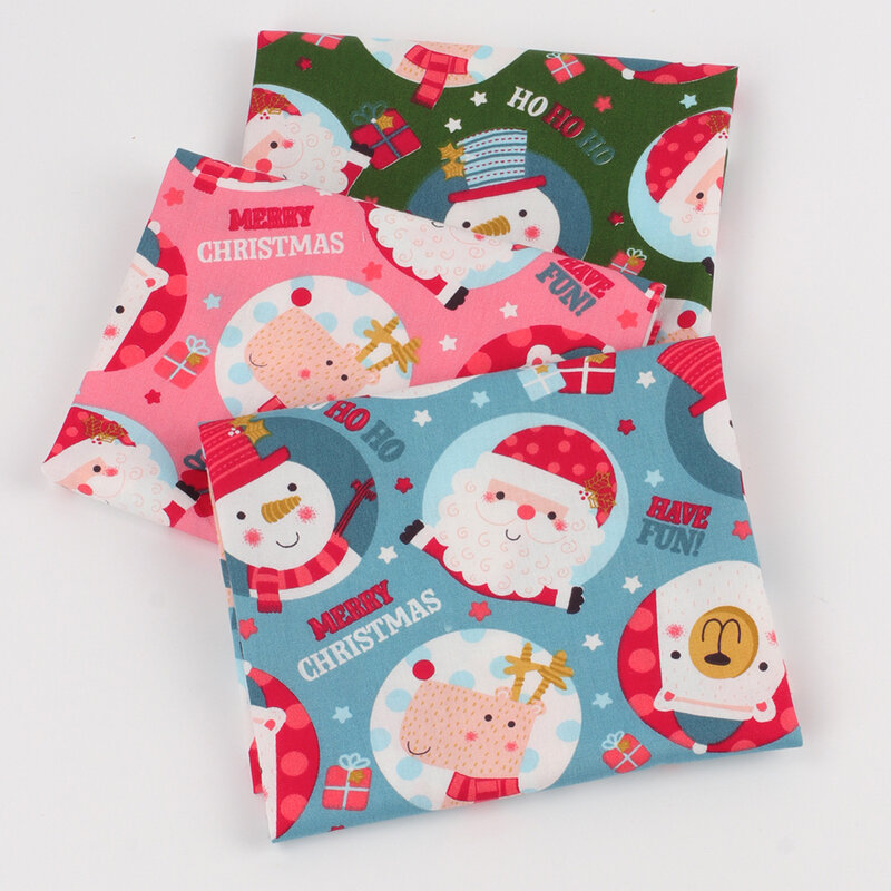 Tela de Navidad 100% algodón para coser ropa, hojas de tela estampadas de Santa Claus para Patchwork, suministros de manualidades DIY, 40x50cm, 1 unidad