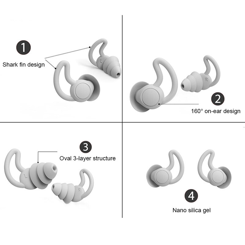 3 schichten Schlafen Ohrstöpsel Sound Reduktion Stecker Ohr Gehörschutz Silikon Anti-Lärm Stecker für Reisen Schlaf Förderung