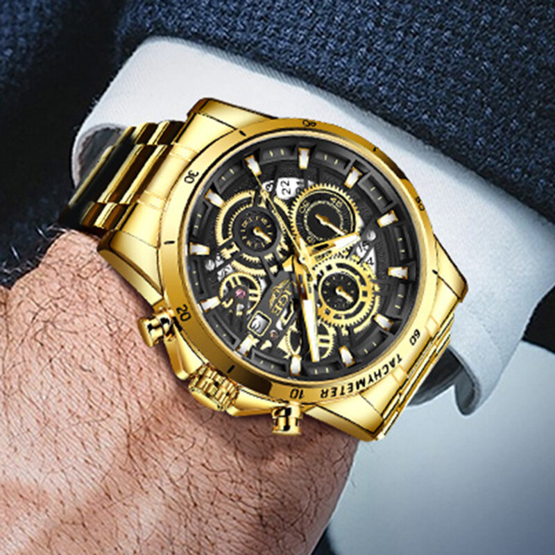 LIGE orologi da uomo Top Luxury impermeabile Sport orologio da polso cronografo al quarzo militare genuino acciaio inossidabile Relogio Masculino