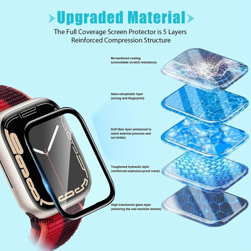 Cristal templado 3D para Apple Watch, banda de 41mm, 45mm, 42/38mm, película protectora de pantalla, accesorios para iwatch Series 7, 6, 5, 4, 3, Se, 40mm, 44mm