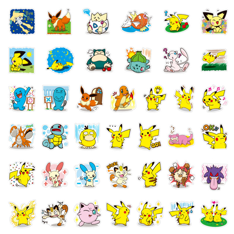 10/20/40/80Pcs น่ารักการ์ตูน Pokemon Pikachu สติกเกอร์อะนิเมะรูปลอกสเก็ตบอร์ดแล็ปท็อปโทรศัพท์ Scrapbook สติกเกอร์ ...