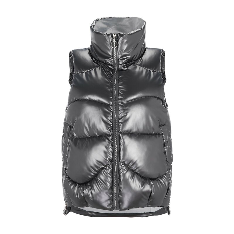 Giacche cappotto portatile da donna giacca tascabile senza maniche in tinta unita giacca da neve invernale per donna giacca lunga lunga e gonfia