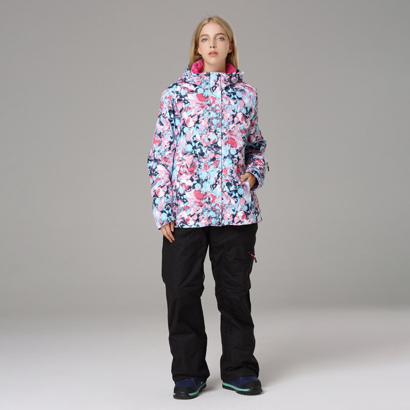 SEARIPE Ski Suit Set Women Thermal Clothing Windbreaker Waterproof Winter Warm Jacket Snowboard Coats Trousers Outdoor Equipment