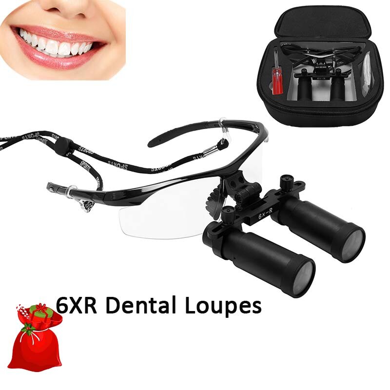 6X Dental Loupes 360-460mm Dentist Tools Dental Lab Binocular Magnifying Glass Aluminum Shell Surgical Oral Medical Magnifier