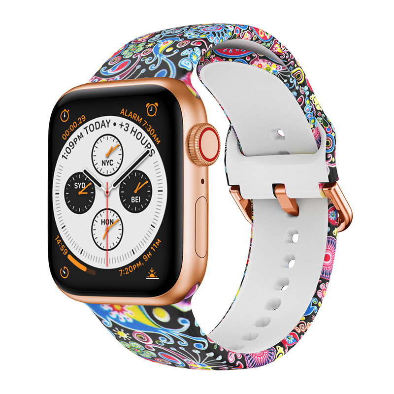 Correa de silicona deportiva para Apple Watch, accesorios de pulsera de 44mm, 40mm, 38mm, 42mm, apple Iwatch Series 4 5 se 6 7 45mm 41mm