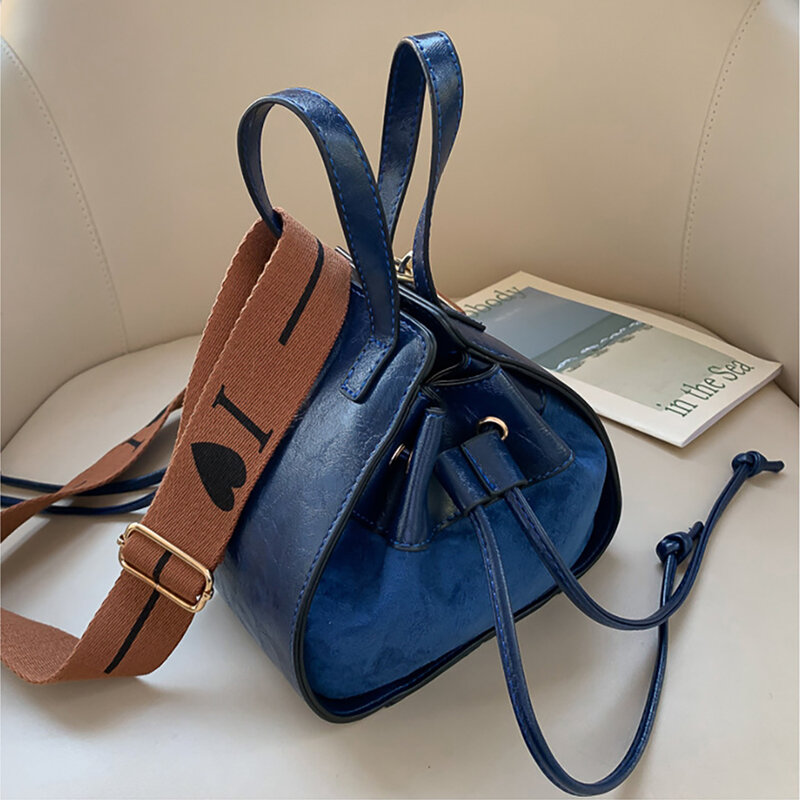 Small Women's Bucket Bags Female Shoulder Casual Leather For Women Designer 2021 Brand Handbags Lady Pu Crossbody Drawstring Bag