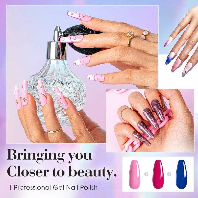 NAILWIND-Esmalte de uñas en Gel, barniz semipermanente UV, pegamento de uñas de Color rosa, Esmalte de uñas con purpurina Led, barniz de capa Base superior