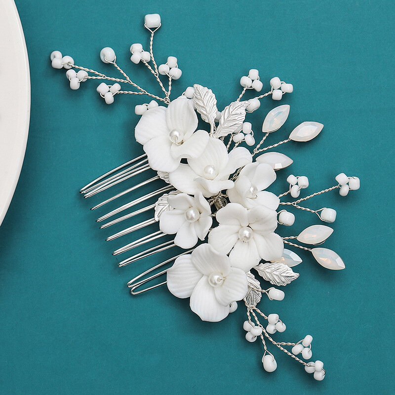 Sisir Rambut Pernikahan Pin dan Klip Rambut Mutiara untuk Wanita Pengantin Berlian Imitasi Hiasan Kepala Rambut Pengantin Perhiasan Aksesori Mode 2023