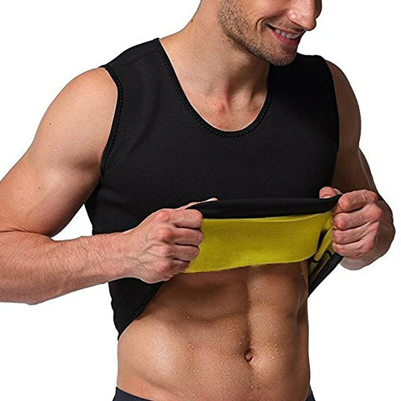 Homens emagrecimento suor colete sauna ternos camisa neoprene corpo shaper cintura trainer perda de peso tanque superior sauna terno