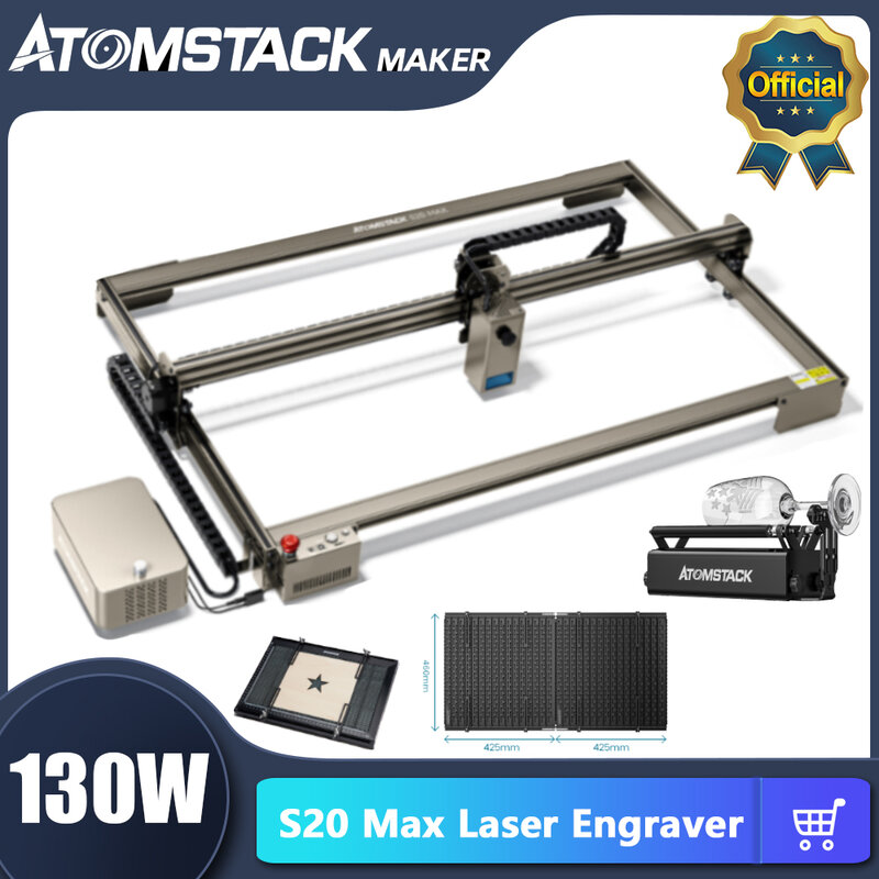 Atomstack S20 Max 130W incisore Laser aggiornato Area di lavoro più grande 850x400mm Desktop 20W macchina per taglio e incisione Laser CNC