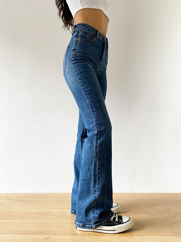 ใหม่อินเทรนด์ Bootcut กางเกงยีนส์แฟชั่นสำหรับผู้หญิงพยุงก้นยืด Bell Bottoms Y2K Streetwear สูงเอว Slim Fit Flared กางเกงยี...