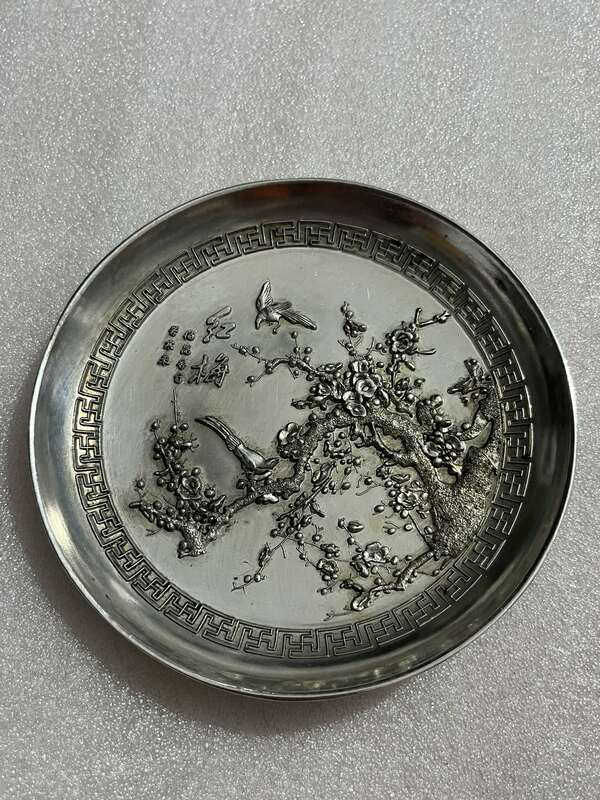 Collection Of Silver-plated Plates Plum Orchid Bamboo Chrysanthemum Four Gentlemen Exquisite Craftsmanship Home Crafts