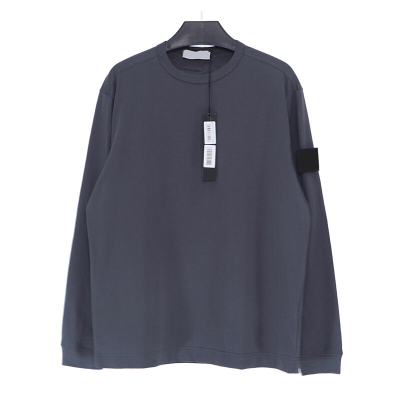 Marca de pedra streetwear manga longa tshirts masculino clássico algodão camisola bordado cor emblema 5 cores em torno do pescoço pulôver topos