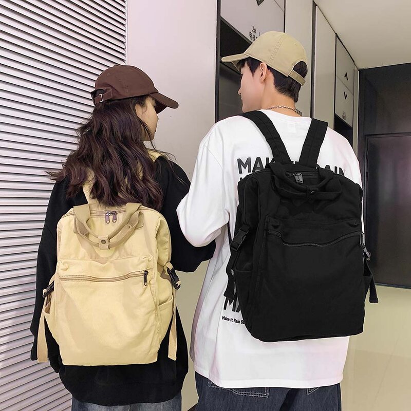 Fashion Retro Canvas Backpack for Women Men Large Capacity Travel Portable Student School Bag Zipper Shopper Shoulder Rucksack