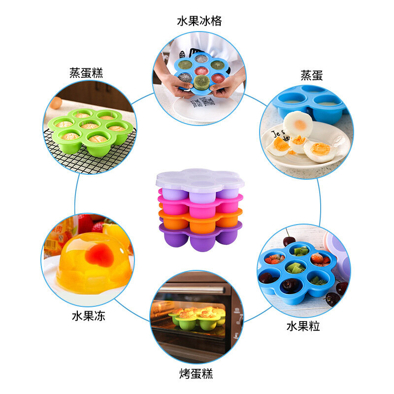 7 Holes Ice Cream Ice Pops Mold Silicone Ice Tray Ice Lolly Mold Silicone Food Supplement Box Fruit Shake Accessories