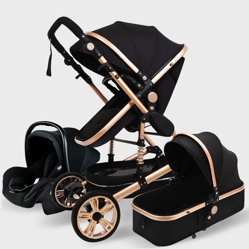 2021 High Landscape Baby Stroller 3 in 1 With Car Seat and Stroller Luxury Infant Stroller Set Newborn Baby Carriage Trolley