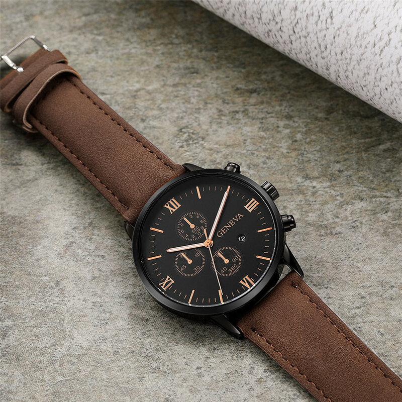 2022 Relogio Masculino Watches Men Fashion Sport Stainless Steel Case Leather Strap Watch Quartz Business Wristwatch Reloj Hombr
