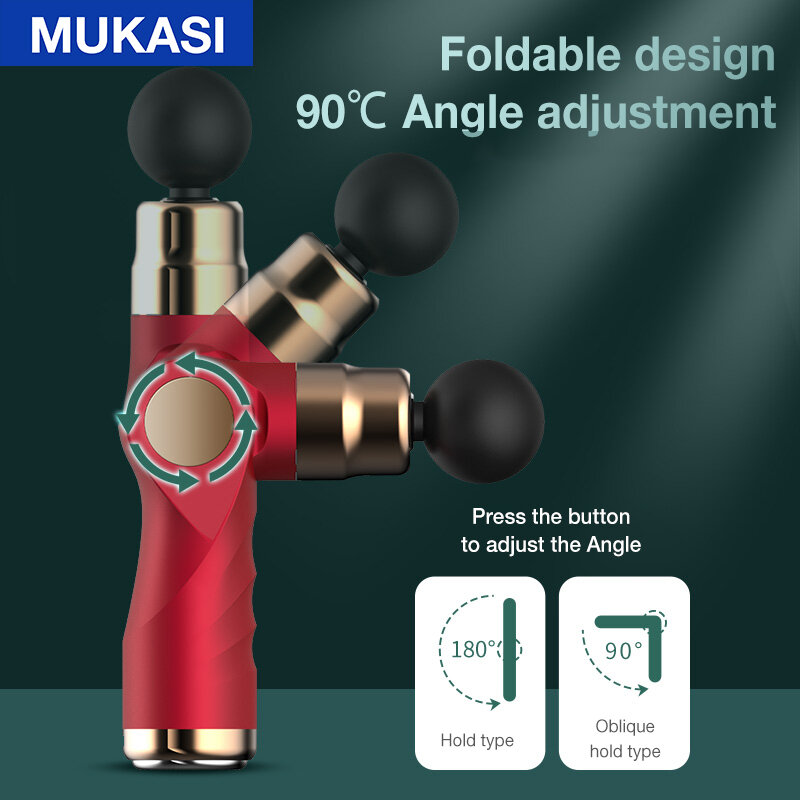 MUKASI Folding Hot Compress Massage Gun LCD Display Muscle Neck Electric Massager for Body Relaxation Pain Relief Pain Therapy