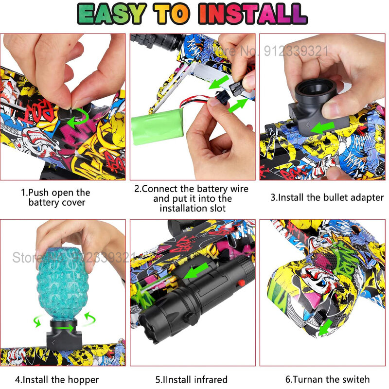 New Graffiti Electric Gel Water Beads Soft Foam Full Auto Blasters Airsoft Pistol arma per bambini CS Outdoor Game Fun