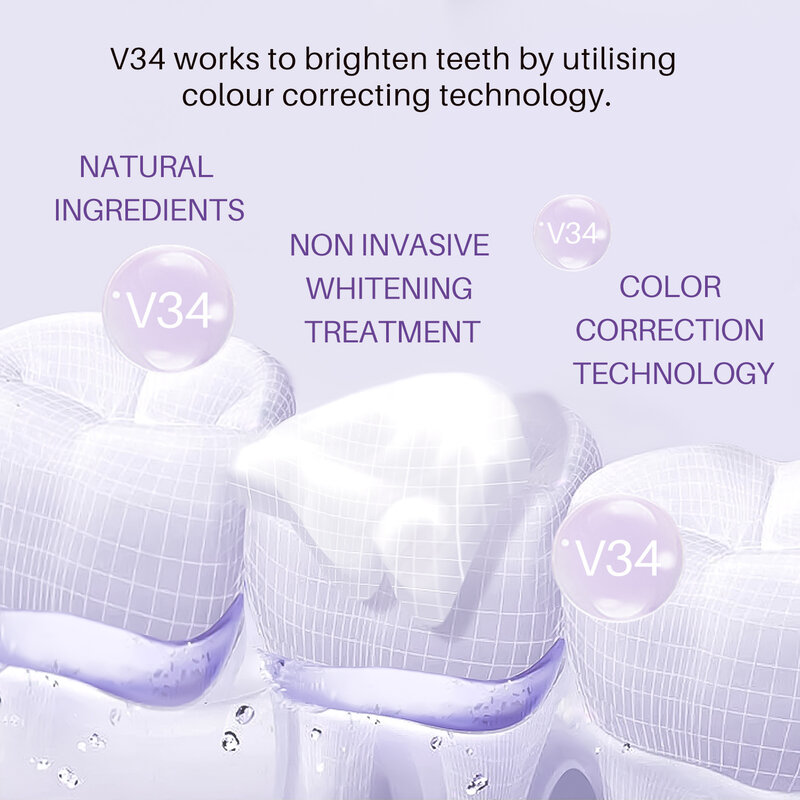 ยาสีฟันสูตรฟันขาวฟอกสีฟันมูสฟอกสีฟัน V34ขจัดคราบควันคราบจุลินทรีย์สีเหลืองทำความสะอาดฟัน...