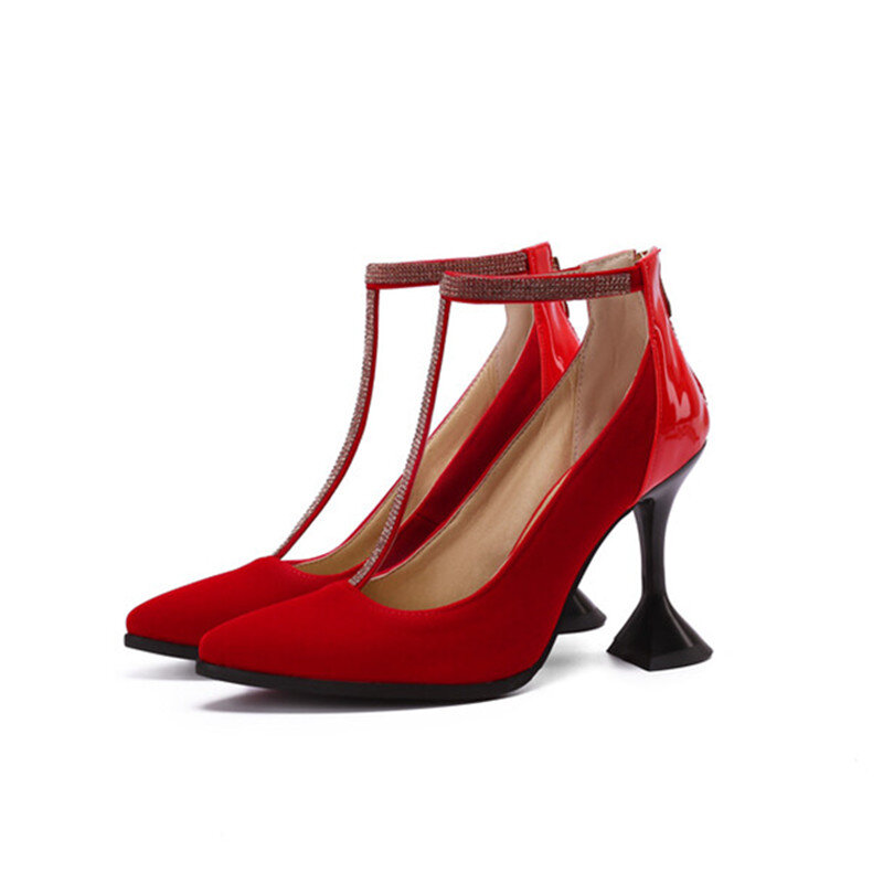 Женские бархатные туфли на высоком каблуке, 34-50 размера