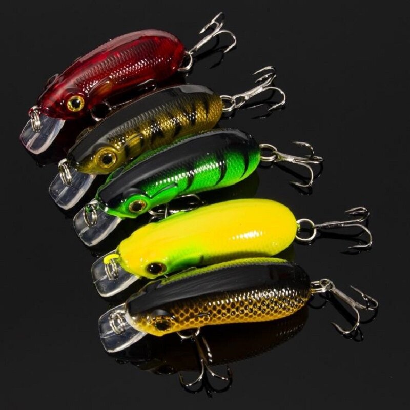 Mini Fishing Bait Set Minnow Floating Artificial Bait 1Pcs/5Pcs 5cm Fishing Lure Kit With Boxed Fishing Tackle High Carbon Steel